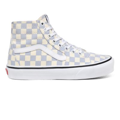 Vans Checkerboard Sk8-Hi Tapered - Kadın Bilekli Ayakkabı (Mavi)